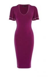 KNITTED MIDI DRESS magenta at Karen Millen